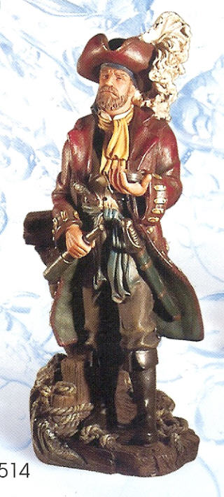 POLYSTONE PIRATE w/COMPASS 12.5 INCHES HIGH PS-514