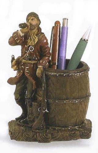 POLYSTONE PIRATE PEN HOLDER 6 INCHES HIGH #PS-464